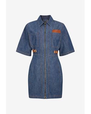 Fendi Chambray Mini Denim Dress - Blue