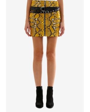 Unravel Project Python Leather Mini Skirt - Yellow