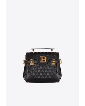 Balmain B-Buzz 23 Diamond-Quilted Top Handle Bag - Black