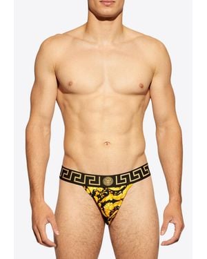 Versace Barocco Jacquard Jockstraps - Yellow