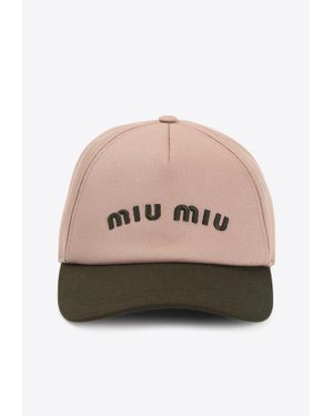 Miu Miu Logo-Embroidered Baseball Cap - Natural