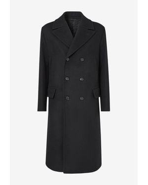 Fendi Double-Breasted Angora Coat - Black
