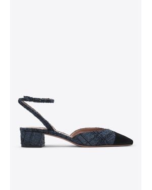 Aquazzura French Flirt 35 Denim Effect Sandal in White | Lyst