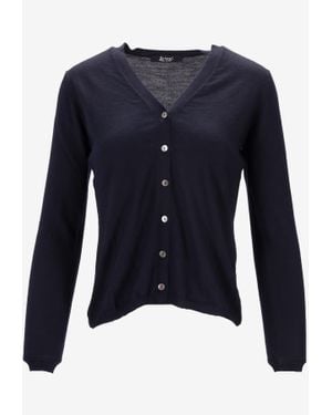 LA ROSE Button-Up Cardigan - Blue