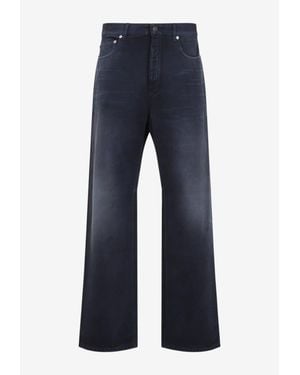 Balenciaga Curved-Knee Faded Jeans - Blue