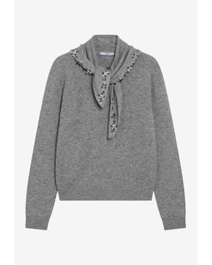 Prada Cashmere Sweater With Scarf - Grey