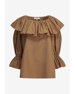 Chloé Ruffled Poplin Blouse - Brown