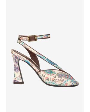 Etro 90 Paisley Print Sandals - White