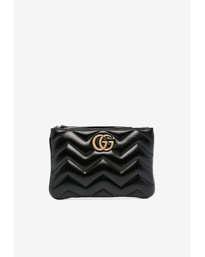 Gucci Double G Quilted Leather Pouch Bag - Black