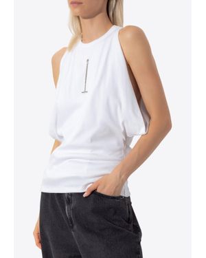 McQueen Draped Ribbed Tank Top - White