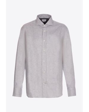 Brunello Cucinelli Essential Long-Sleeved Shirt - White