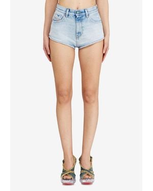 DIESEL Bleached Denim Mini Shorts - Blue