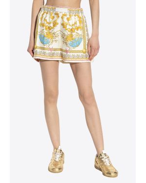 Versace Underwater Barocco Silk Shorts - Yellow