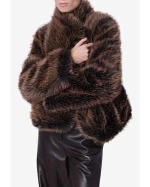 BB COUTURE Susan Faux Fur Wraparound-Collar Jacket - Black