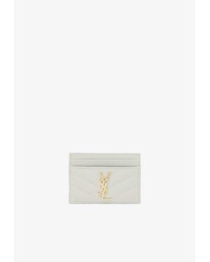 Saint Laurent Cassandre Leather Cardholder - White