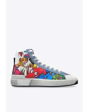 Balmain X Disney The Lion King B-Court High-Top Sneakers - Blue