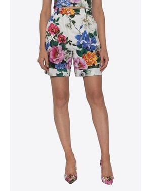 Dolce & Gabbana Floral Print Mini Shorts - Blue