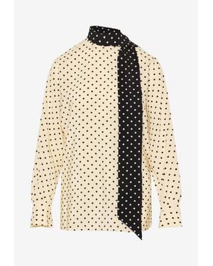 Valentino Polka Dots Blouse With Side Bow - Natural