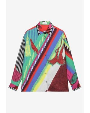 Versace Formula 6 Printed Silk Shirt - White