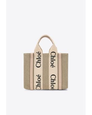 Chloé Small Woody Shoulder Bag - Natural