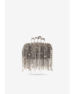 McQueen Knuckle Clutch With Hanging Chains - Metallic