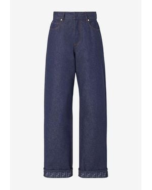 Fendi High-Rise Straight-Leg Jeans - Blue