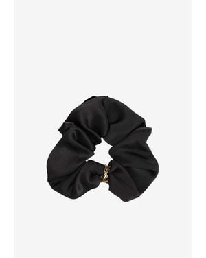 Saint Laurent Cassandre Silk Scrunchie - Black