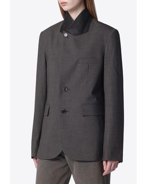 6397 Microcheck Wool Jacket - Gray