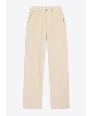 Ami Paris Logo Patch Corduroy Pants - Natural