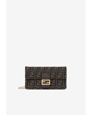 Fendi Tube Ff Jacquard Chain Clutch - White
