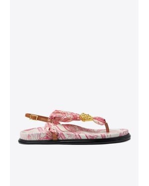 Versace Underwater Barocco La Medusa Flat Sandals - Pink