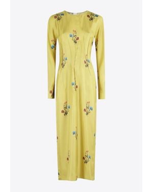 Marni Floral Print Midi Dress - Yellow