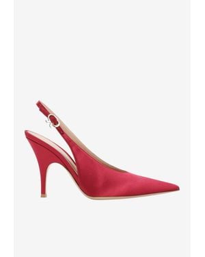Gianvito Rossi Sofia 95 Satin Crepe Slingback Pumps - Pink