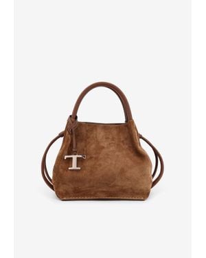 Tod's T Timeless Suede Shoulder Bag - Brown