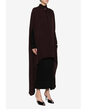 Raquel Diniz Palmas High-Neck Satin Long Cape - Black