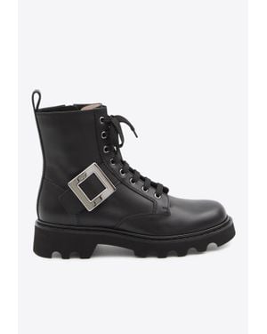 Roger Vivier Viv Rangers Combat Boots - Black
