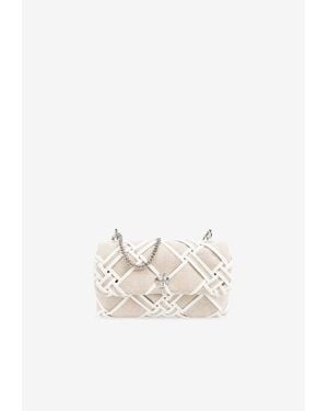 Tory Burch Mini Kira Woven Shoulder Bag - White