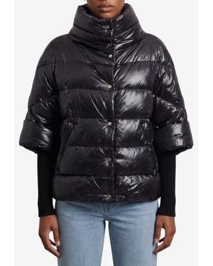 Herno Cape-Style Puffer Jacket - Black