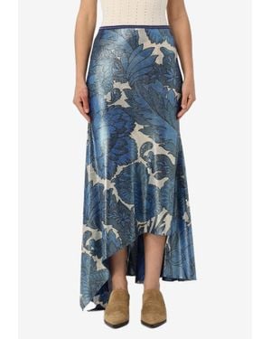 Etro Asymmetric Floral Maxi Skirt - Blue