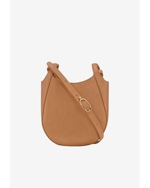 Longchamp Small Le Foulonné Leather Crossbody Bag - Brown