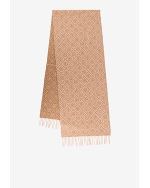 Tory Burch T Monogram Oblong Wool-Blend Scarf - White