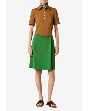 Miu Miu Embroidered-Logo Polo T-Shirt - Green