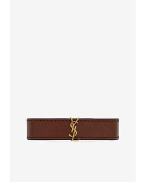 Saint Laurent Cassandre Leather Bracelet - White