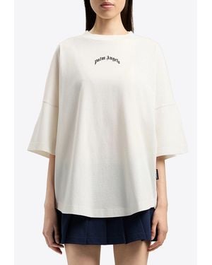 Palm Angels Curved Logo Oversized T-Shirt - White
