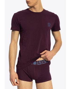 Versace Logo-Printed Crewneck T-Shirt - Purple