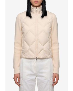 Moncler Padded Wool And Cashmere Cardigan Jacket - Natural