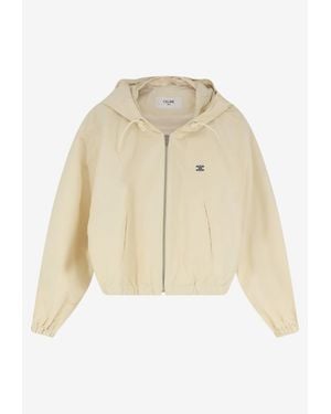 Celine Embroidered Triomphe Windbreaker Jacket - Natural