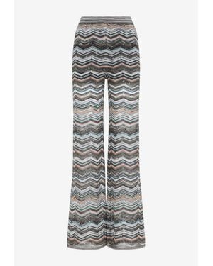 Missoni Zigzag Knit Wide-Leg Pants - Gray