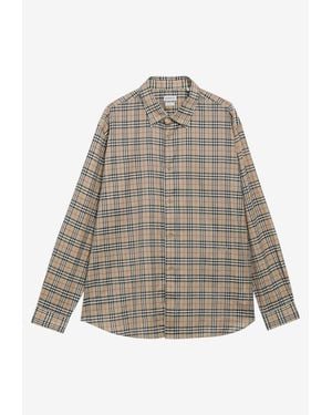 Burberry Archive Check Long-Sleeved Poplin Shirt - Gray