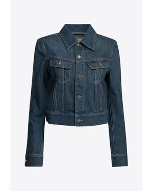 Givenchy Cropped Denim Trucker Jacket - Blue